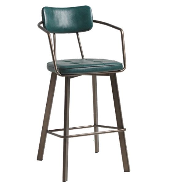 Auzet Leather Bar Stool - Vintage Leather - Teal