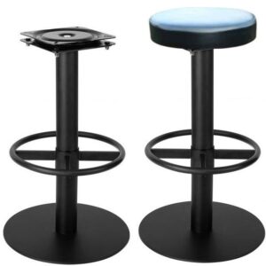 Club Swivel Bar Stools with Foot Rest - Black