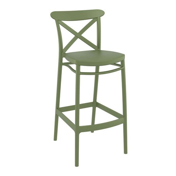 Cross 750mm In / Outdoor Bar Stool - Olive Green