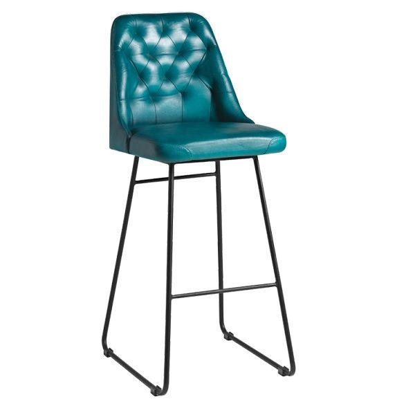 Harland Leather Bar Stools - Vintage Blue