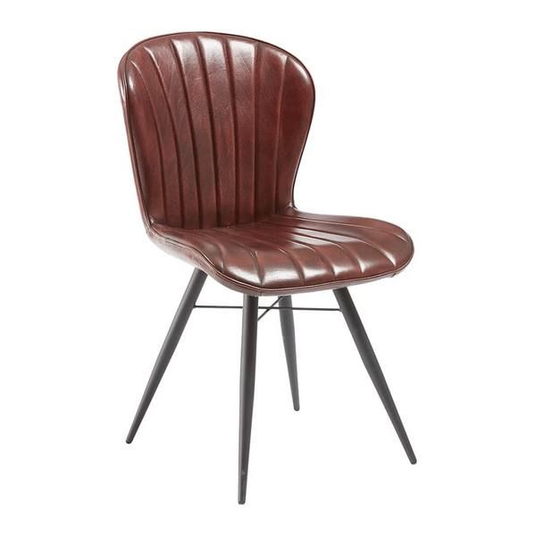 Lena Side Chairs - Genuine Leather - Claret Red