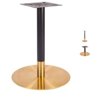 Vintage Large Round Brass Table Bases - Black Column