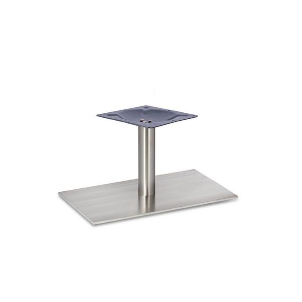 Profile Brushed Steel Single Rectangular Table Bases - Round Column - Coffee Height