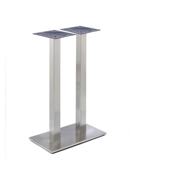 Profile – Brushed Steel Table Base - Twin - Poseur Height