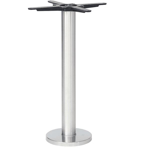 Slim Round Floor Fix Brushed Steel Table Bases - Dining Height