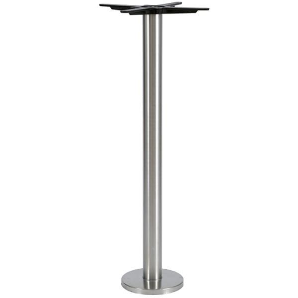 Slim Round Floor Fix Brushed Steel Table Bases - Bar Height