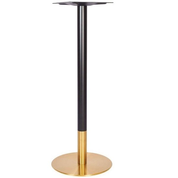 Vintage Brass Small Round Table Base - Black Column - Poseur Height