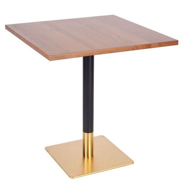Vintage Brass Small Square Table Base - Black with Top