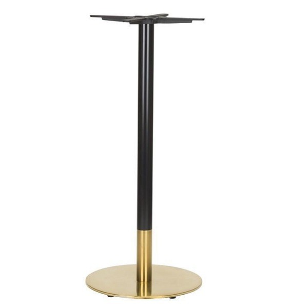 Midas Small Round Table Base - Black/Brass - Poseur Height