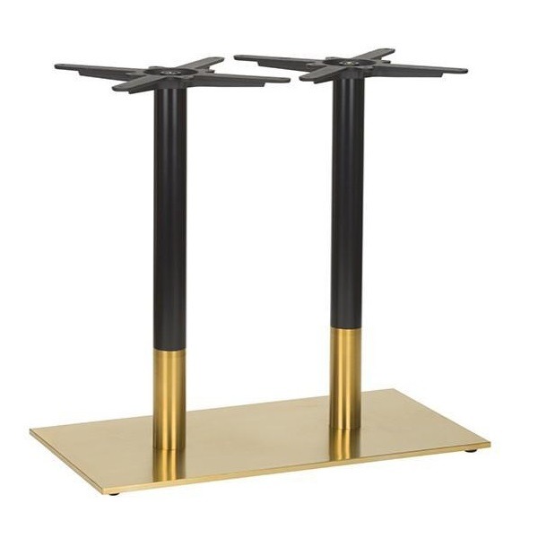 Midas Rectangular Twin Table Base - Black/Brass - Dining Height