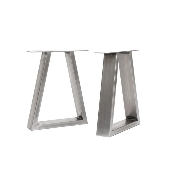 Trapezium Industrial Legs - Bench -Raw Steel