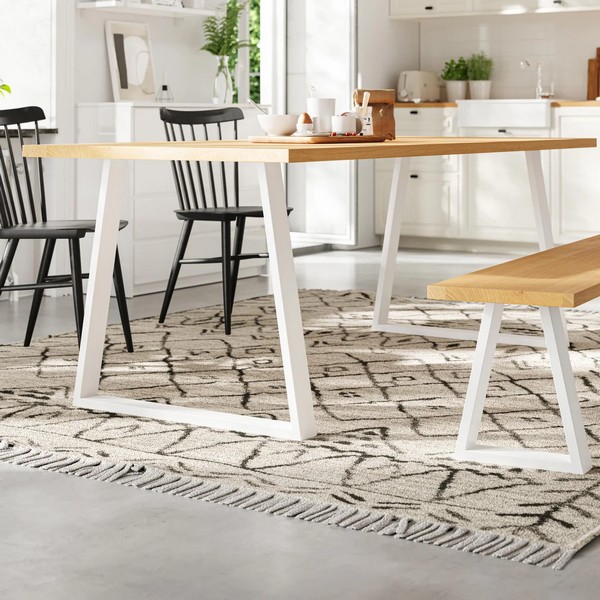 Trapezium Industrial Legs - Table Wide - Lifestyle