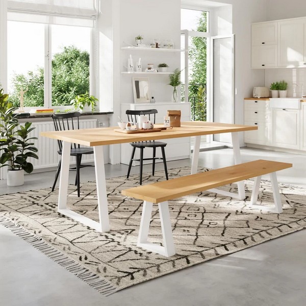 Trapezium Industrial Legs - Table Wide - Lifestyle