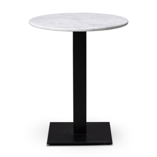 Forza Solid Marble Dining Height Table - Square Base Round Top