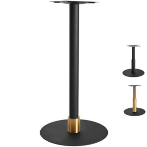Sleek black table base with sleeve column in brass