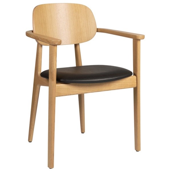 Relish Natural Oak Arm Chairs - Vintage Black Seat