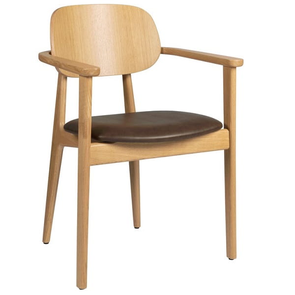 Relish Natural Oak Arm Chairs - Vintage Brown Seat
