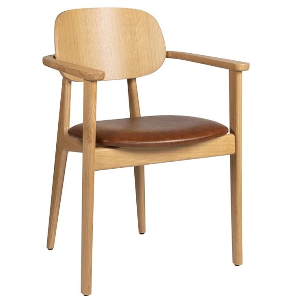 Relish Natural Oak Arm Chairs - Vintage Tan Seat
