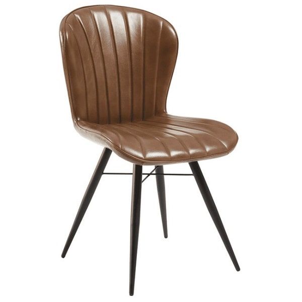 Lars Genuine Leather Chairs - Pecan Brown
