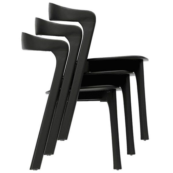 Nina Oak Wooden Stacking Chairs - Stacked